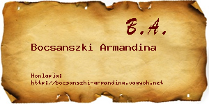 Bocsanszki Armandina névjegykártya